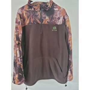 Stag 1/4 Zip Pullover Brown With Camouflage Men's Size XL